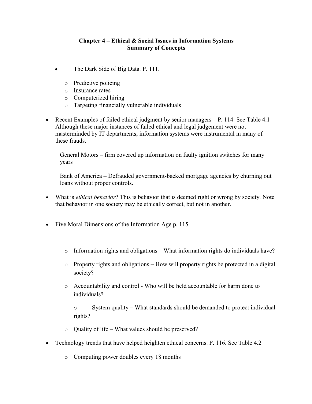 Chapter 4 Ethical & Social Issues in Information Systems