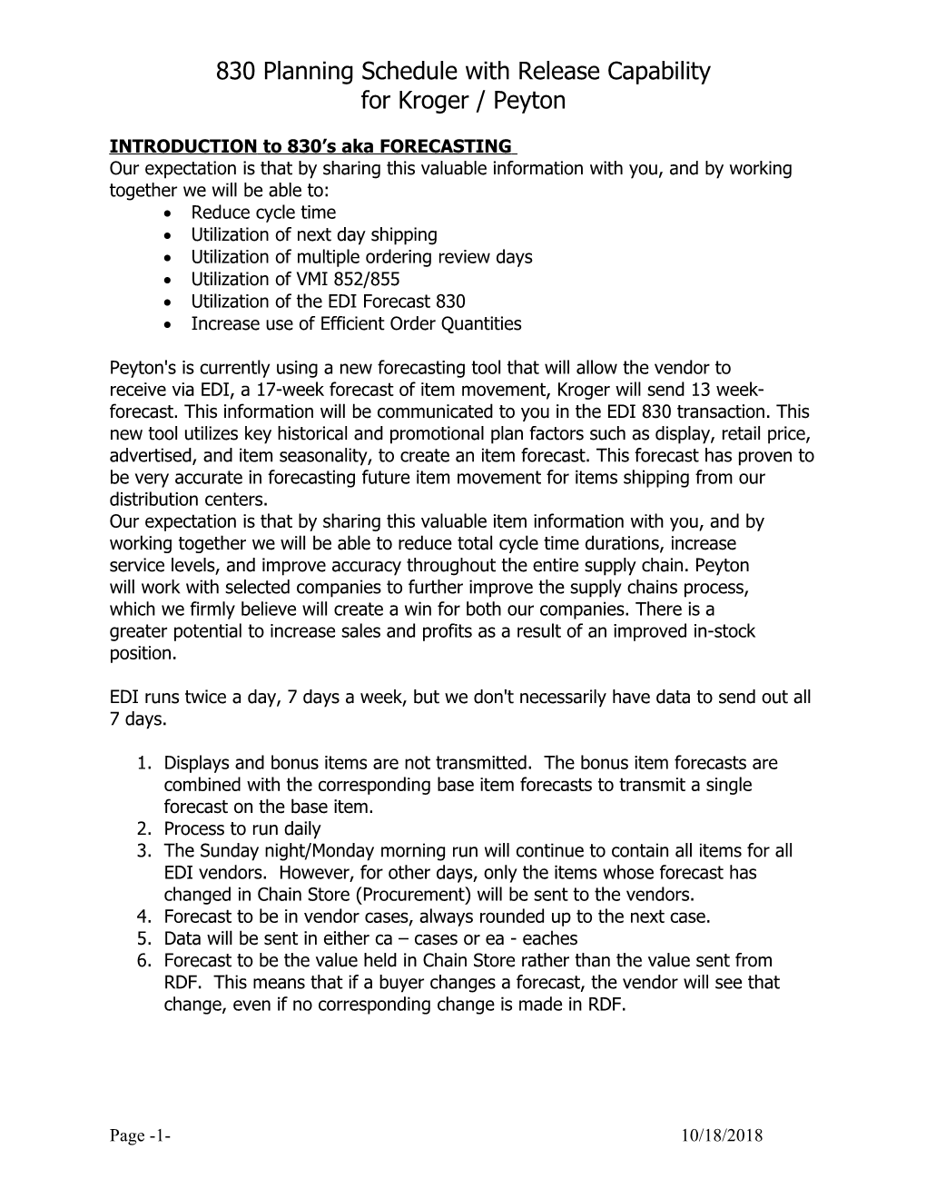 INTRODUCTION to 830 S Aka FORECASTING