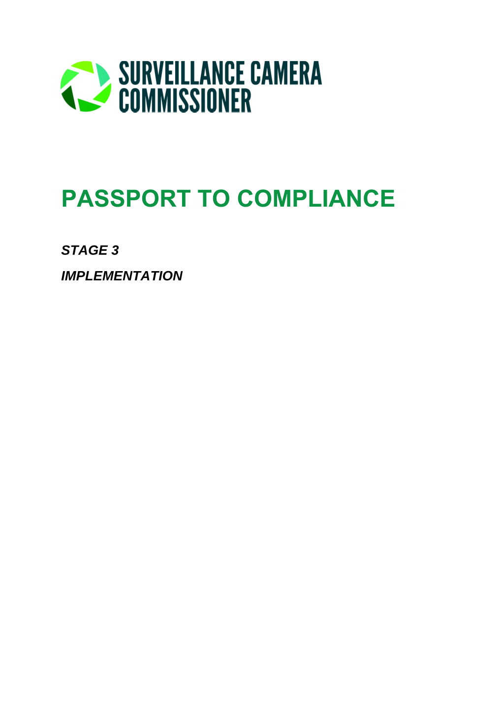 Passport to Compliance. Stage 3 - Implementation