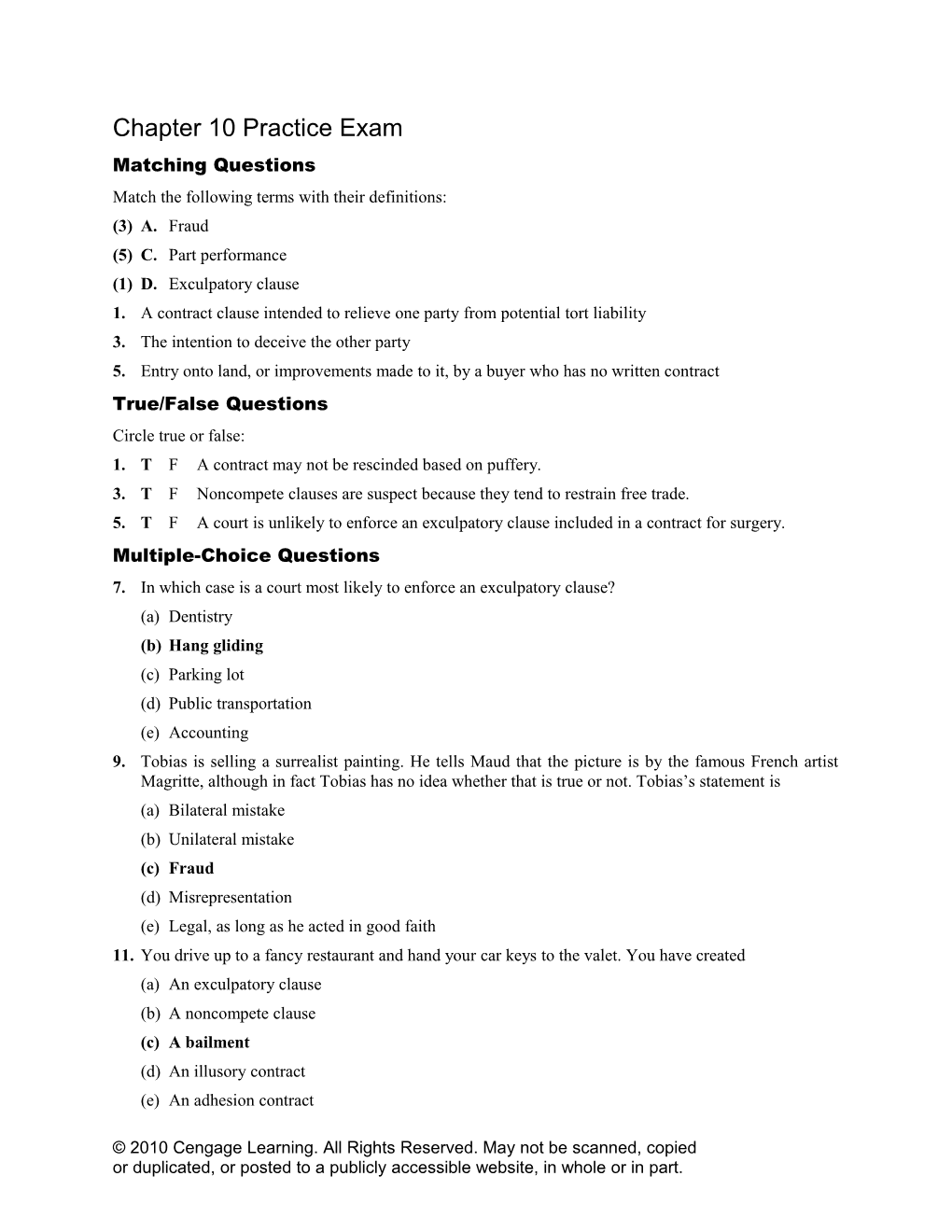 Chapter 10Practice Exam