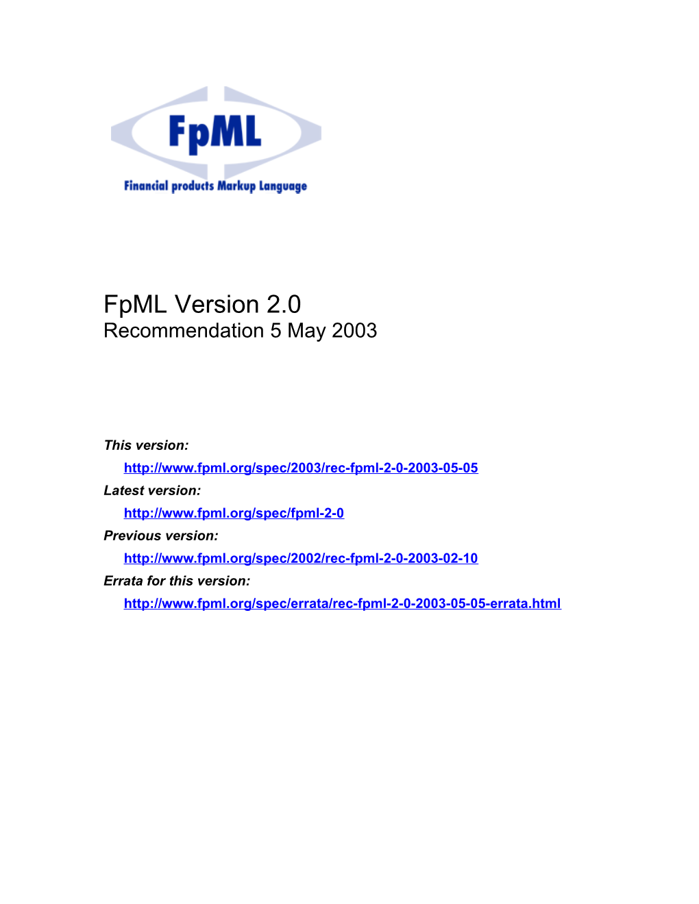 Fpml Standard Doc