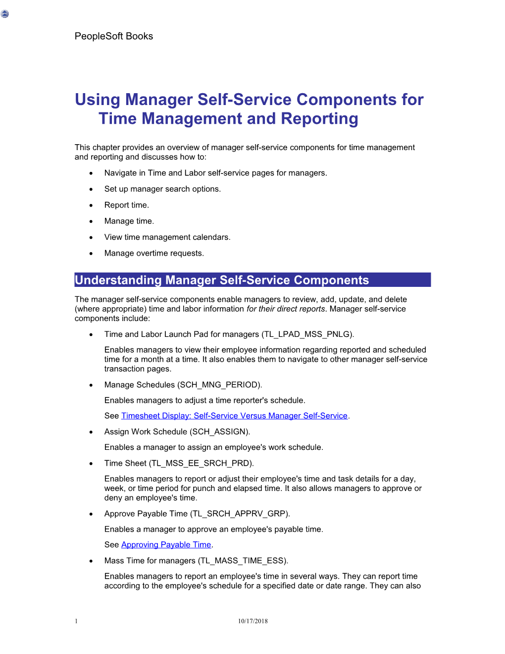 Using Manager Self-Service Components for Time Management and Reporting
