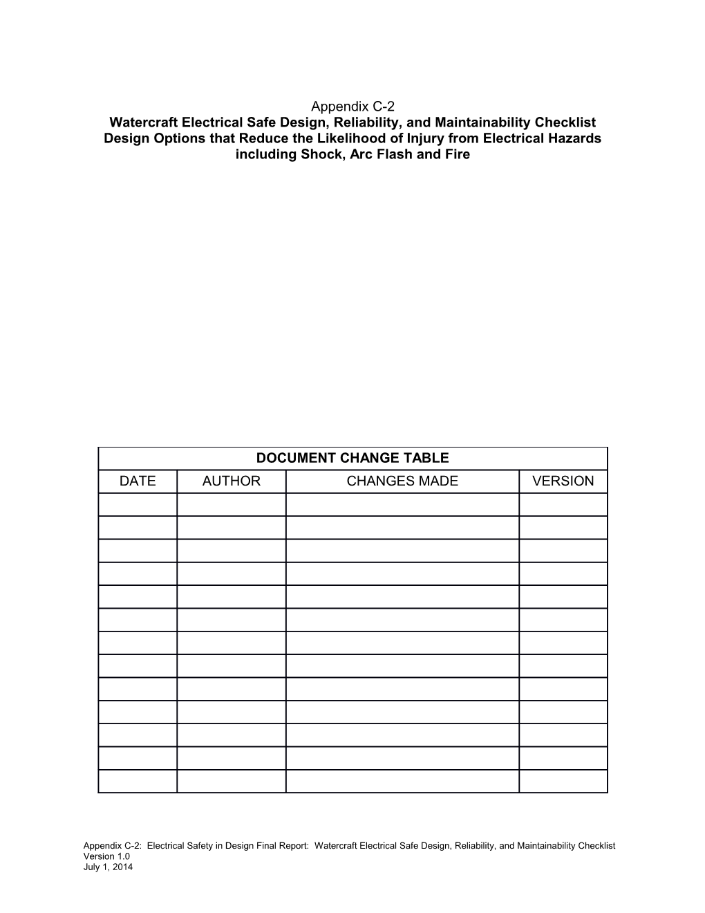 Watercraft Electrical Safe Design, Reliability, and Maintainability Checklist