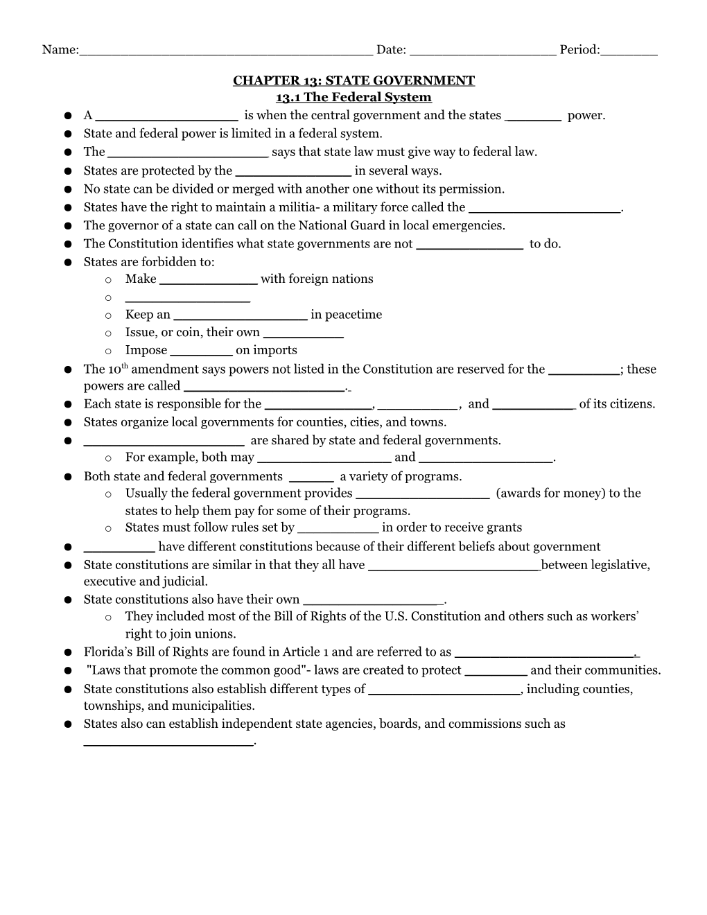 Chapter 13: State Government