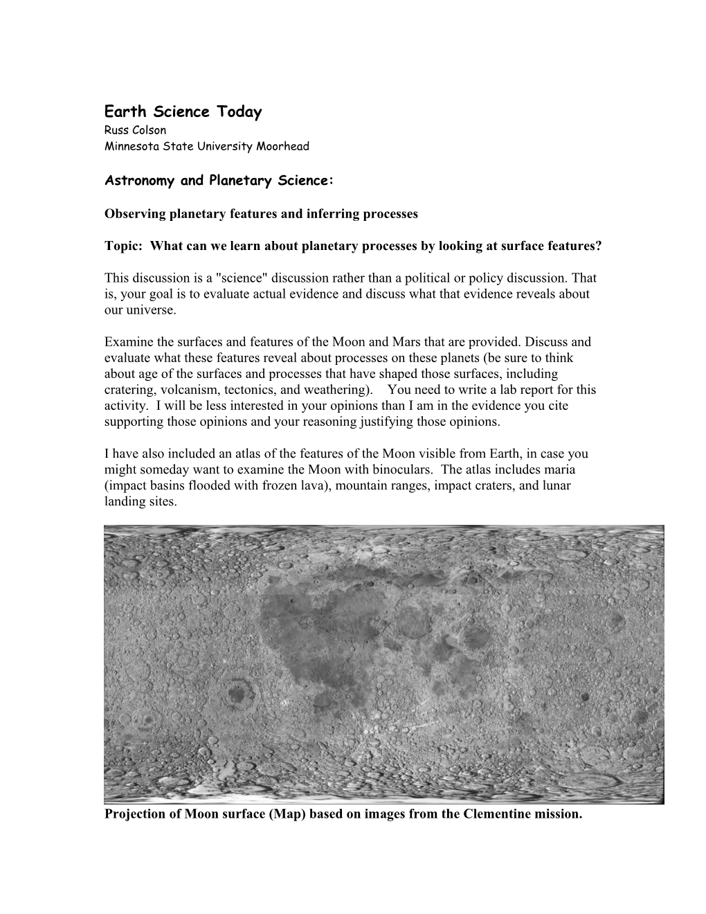 EST-Planet Surface Features and Processes Discussion and Analysis