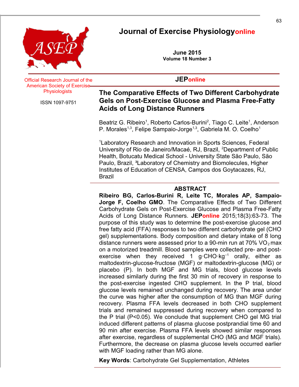 The Comparative Effects of Two Different Carbohydrate Gels on Post-Exercise Glucose And