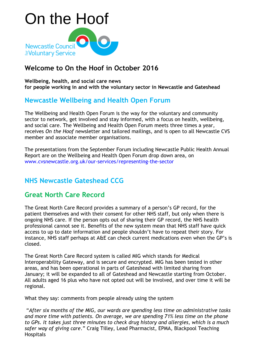 Wellbeing, Health, and Social Care News