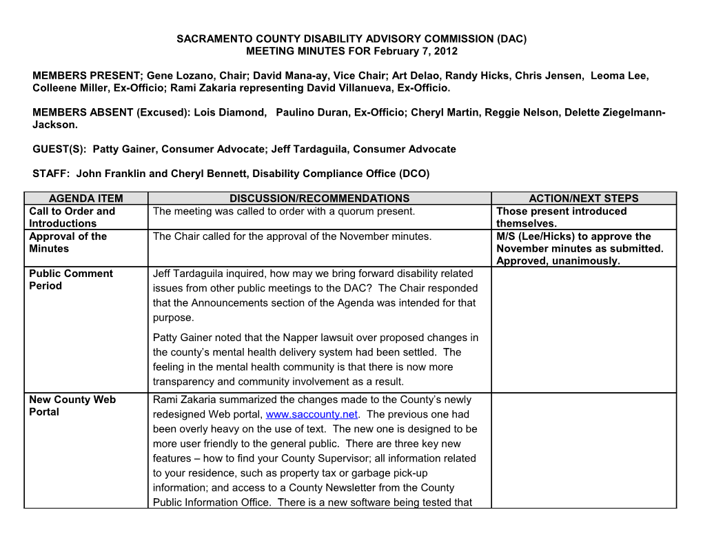 Sacramento County Disability Advisory Committee (Dac)