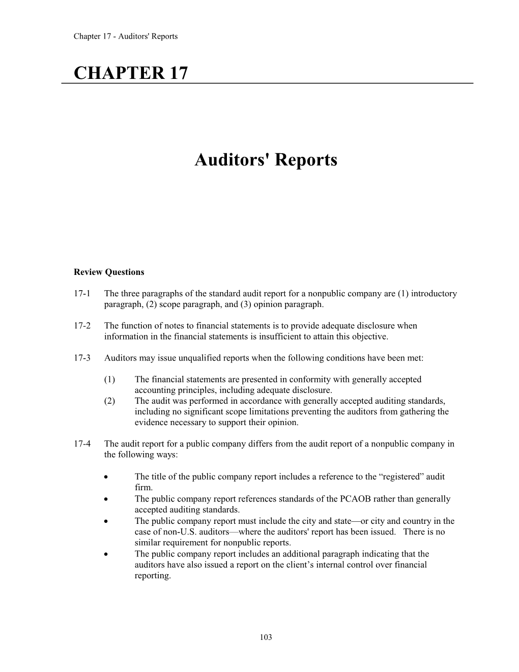 Chapter 17 - Auditors' Reports