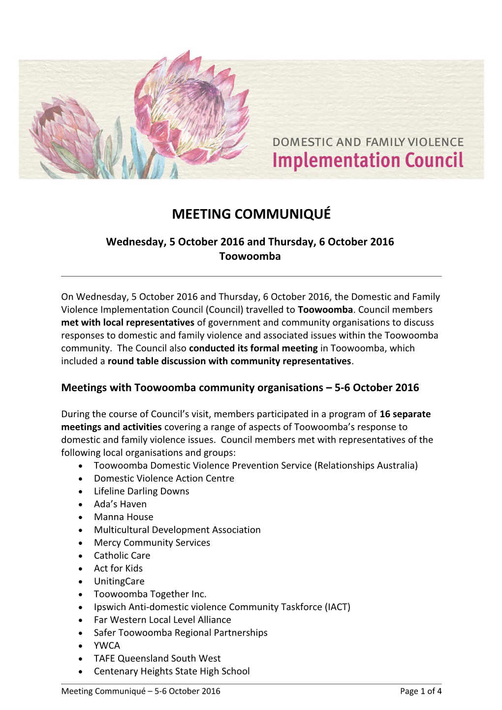 DFV Implementation Council Communique-5-6 October