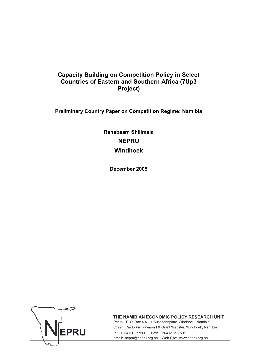 Capacity Building on Competition Policy in Select Countries of Eastern and Southern Africa