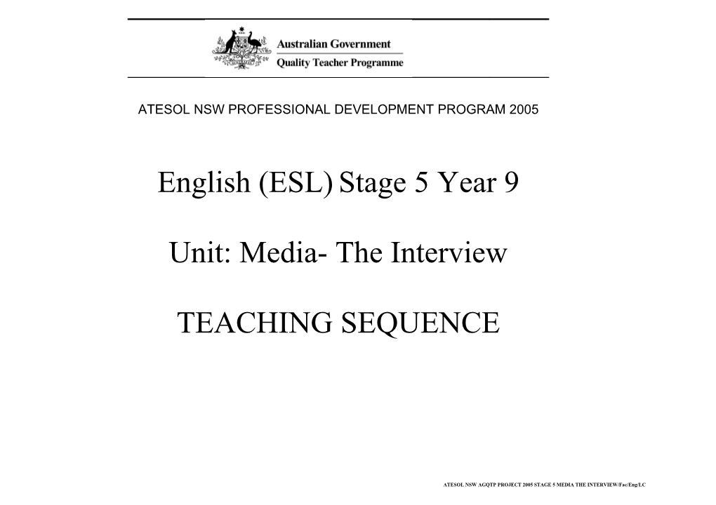 Stage 5 English - Media: the Interview