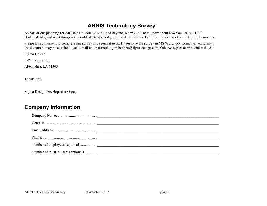 ARRIS Technology Survey