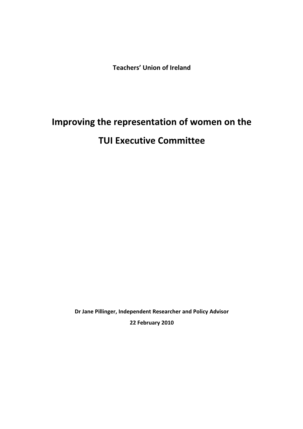 Improving the Representation of Women on the TUI Executive