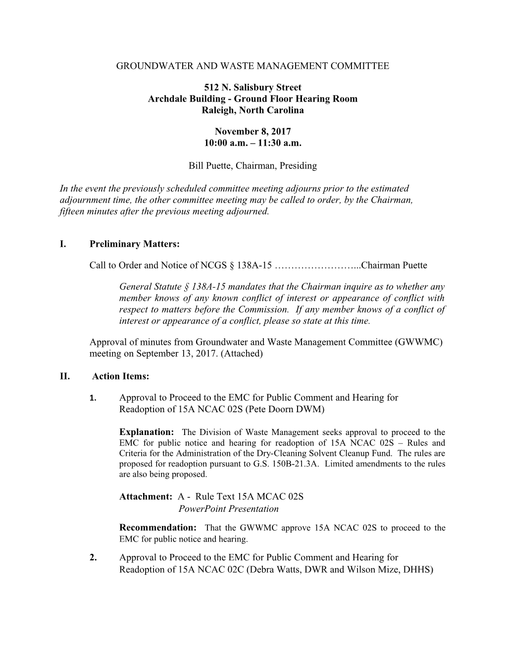 Groundwater and Waste Management Committee