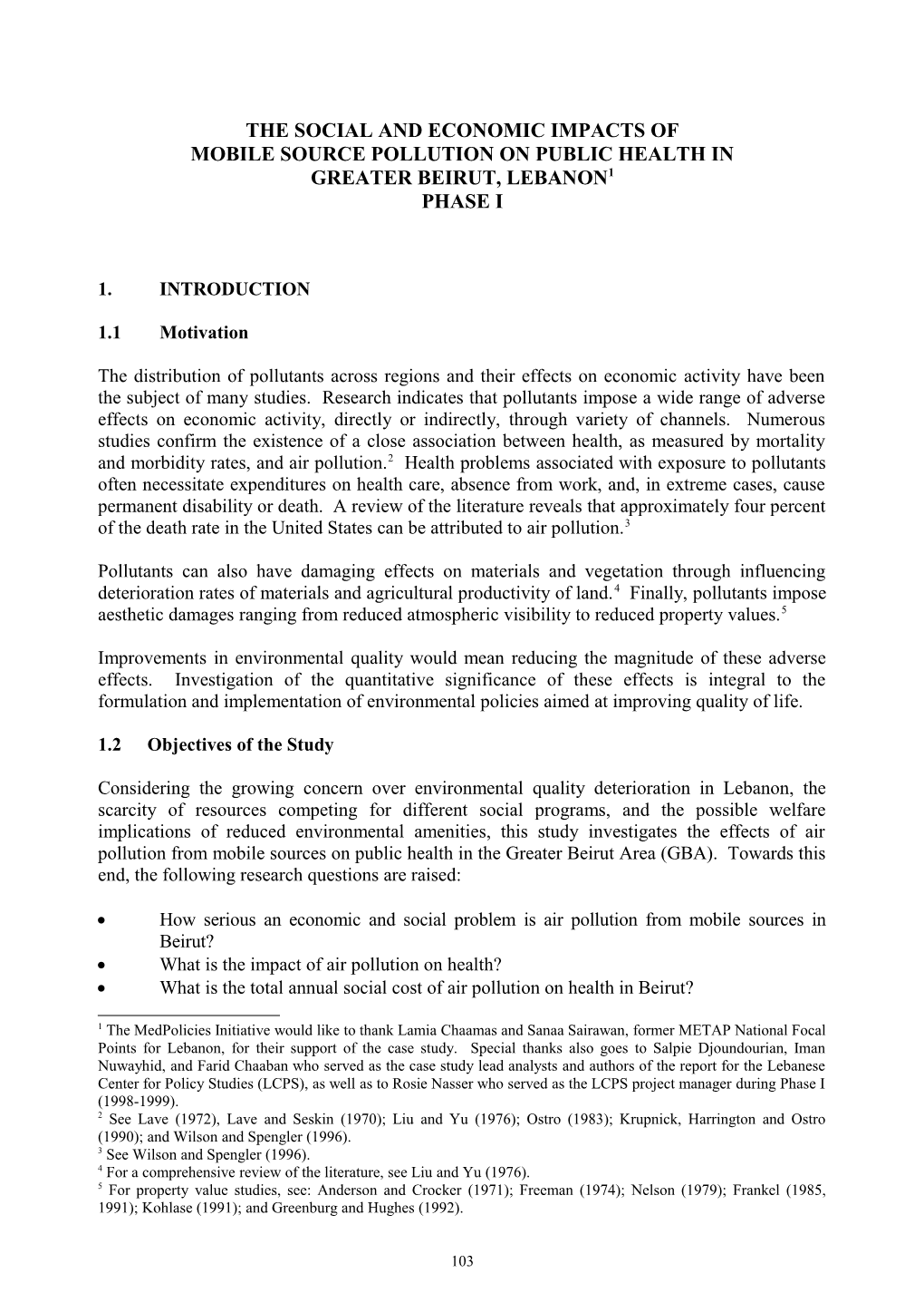 Social and Economic Aspects of Air Quality