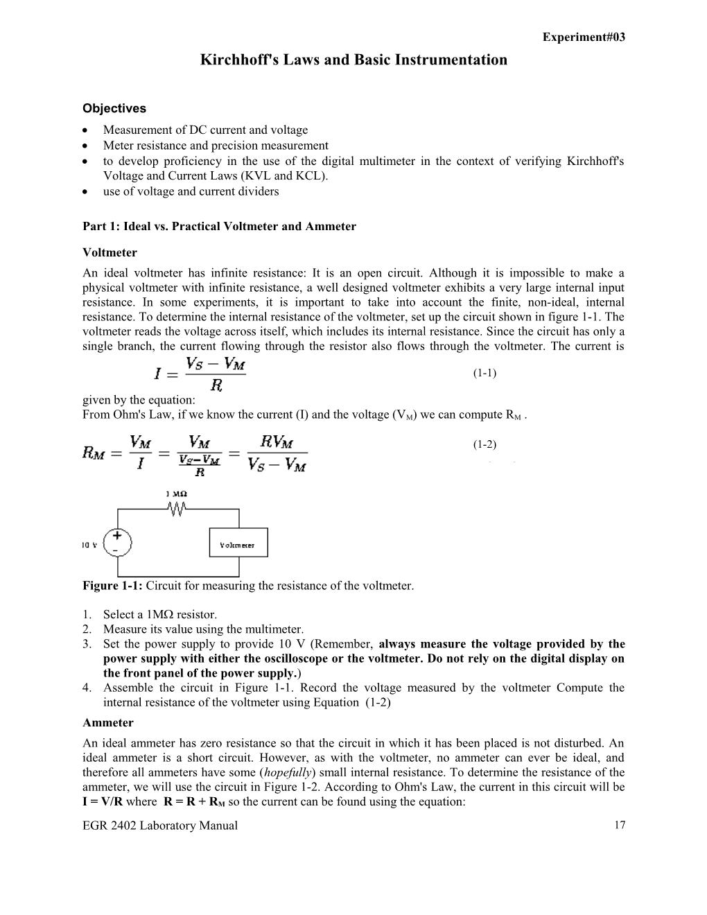 Kirchhoff's Laws and Basic Instrumentation