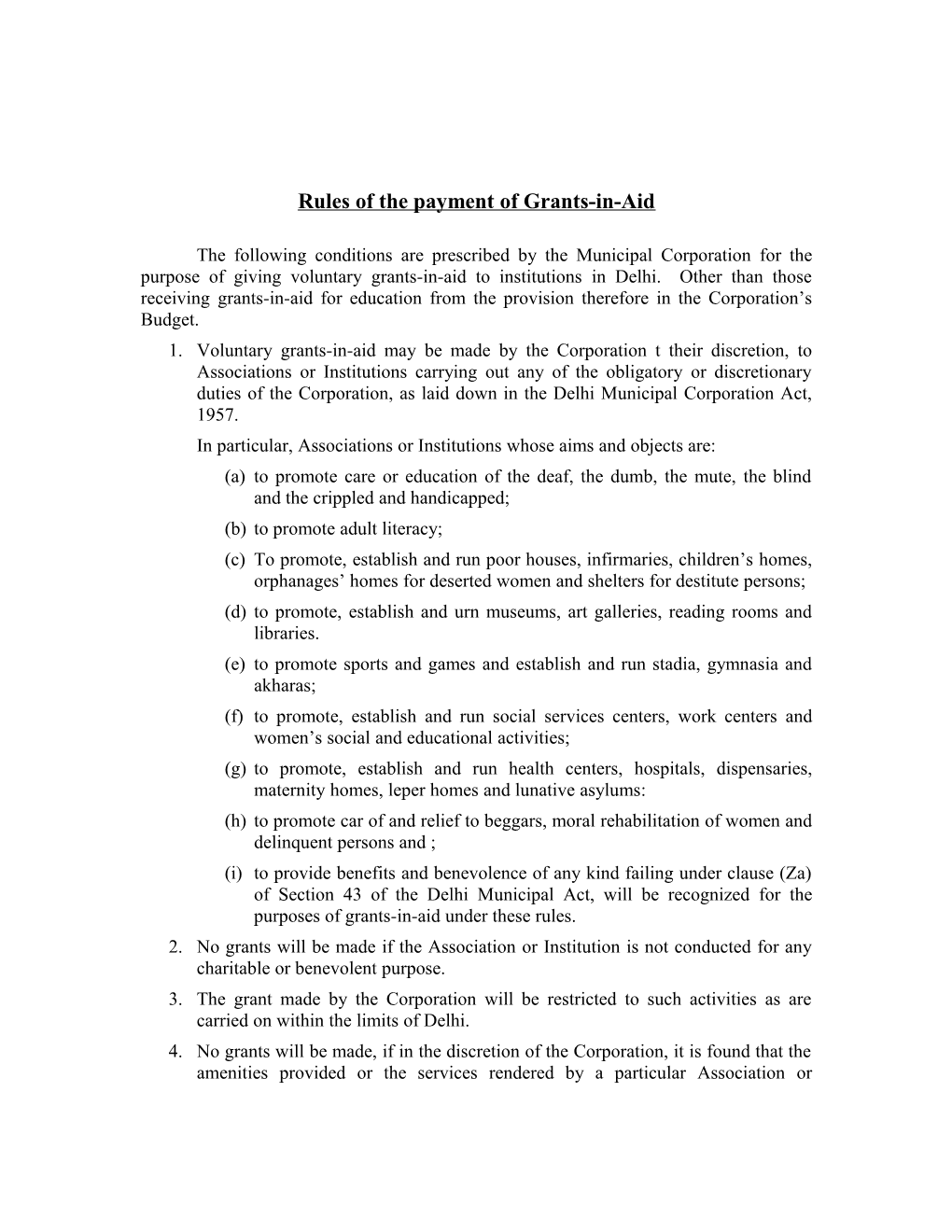 Rules of the Payment of Grants-In-Aid