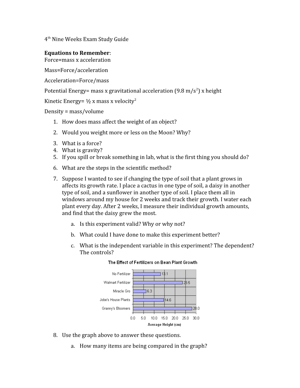 4Th Nine Weeks Exam Study Guide