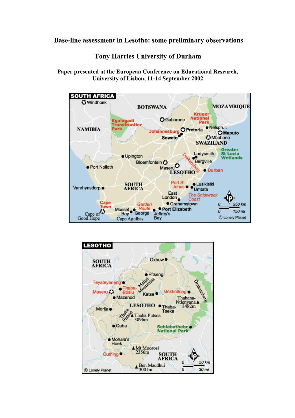 Base-Line Assessment in Lesotho