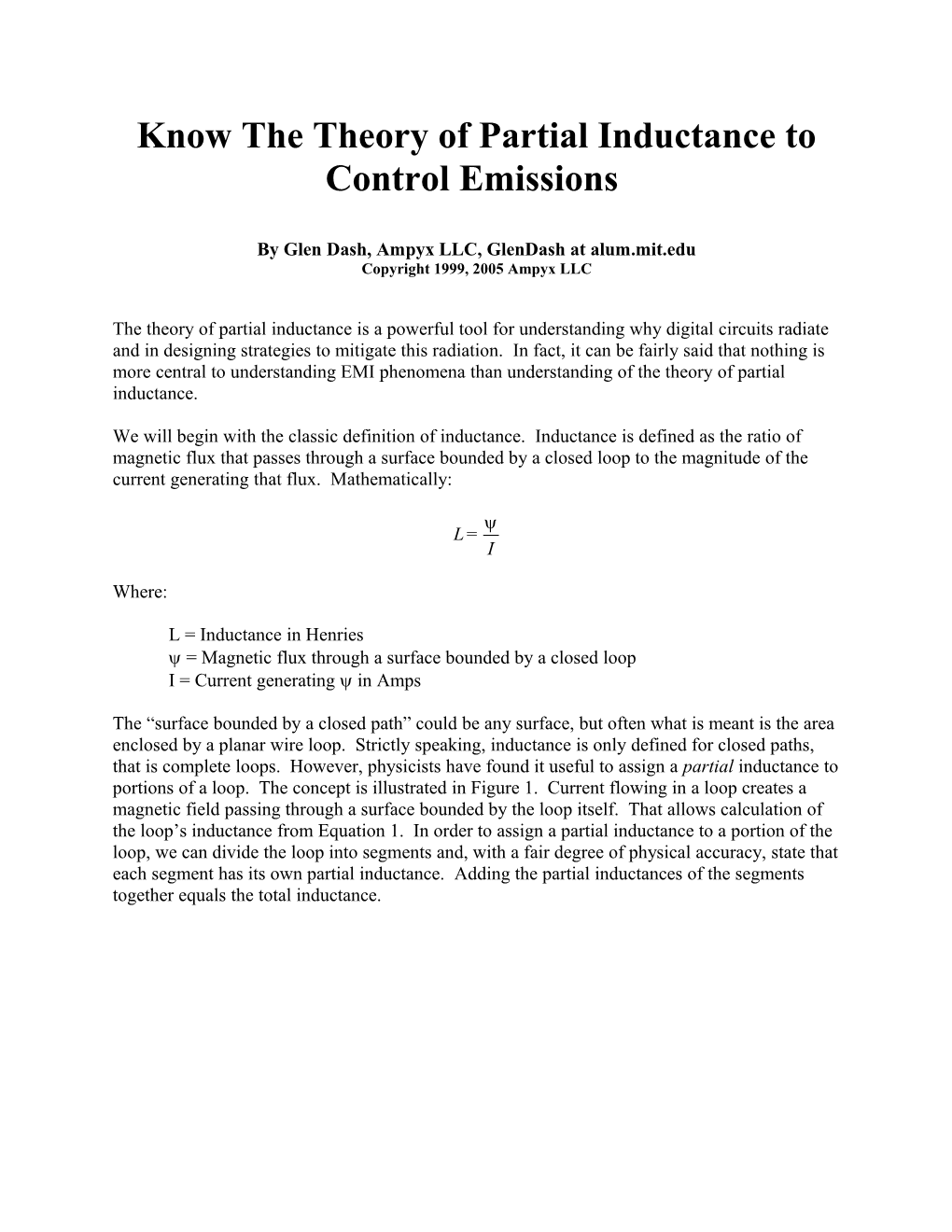 Know Partial Inductances to Control Emissions