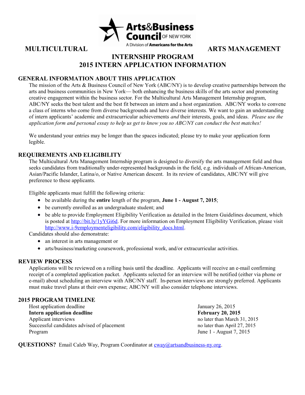 Multicultural Arts Management Internship Program