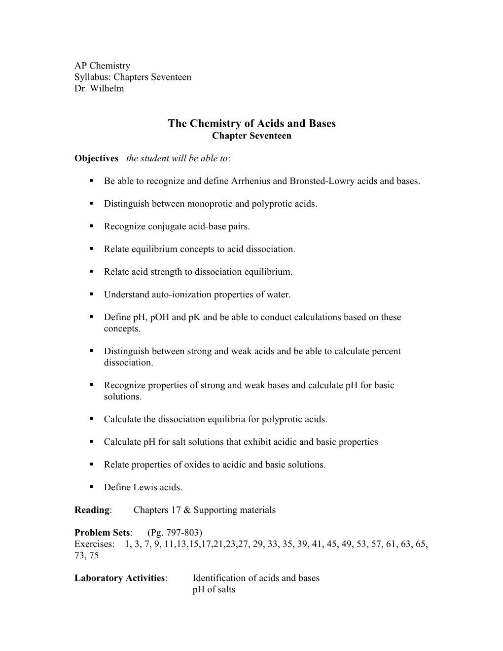 The Chemistry of Acids and Bases