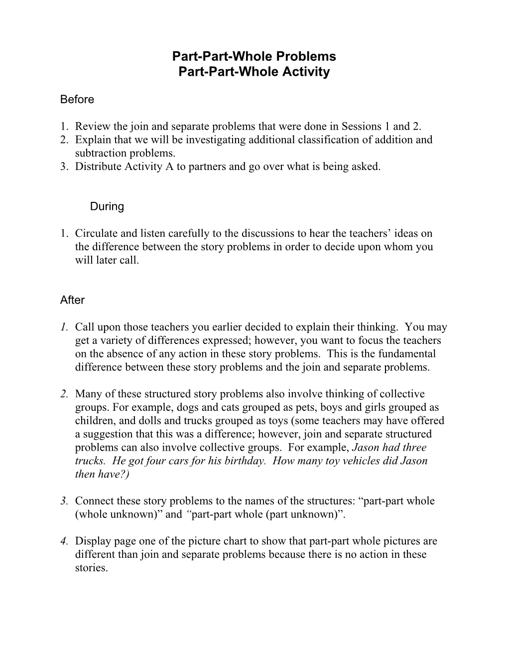 Session 3: Part-Part Whole and Comparison Questions