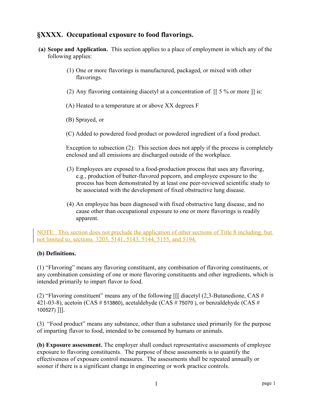 XXXX. Occupational Exposure to Food Flavorings