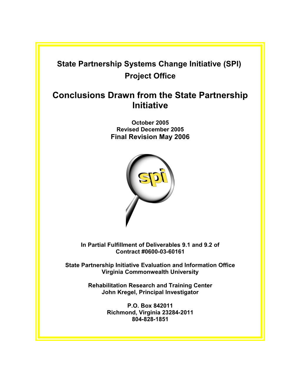 State Partnership Systems Change Initiative (SPI)