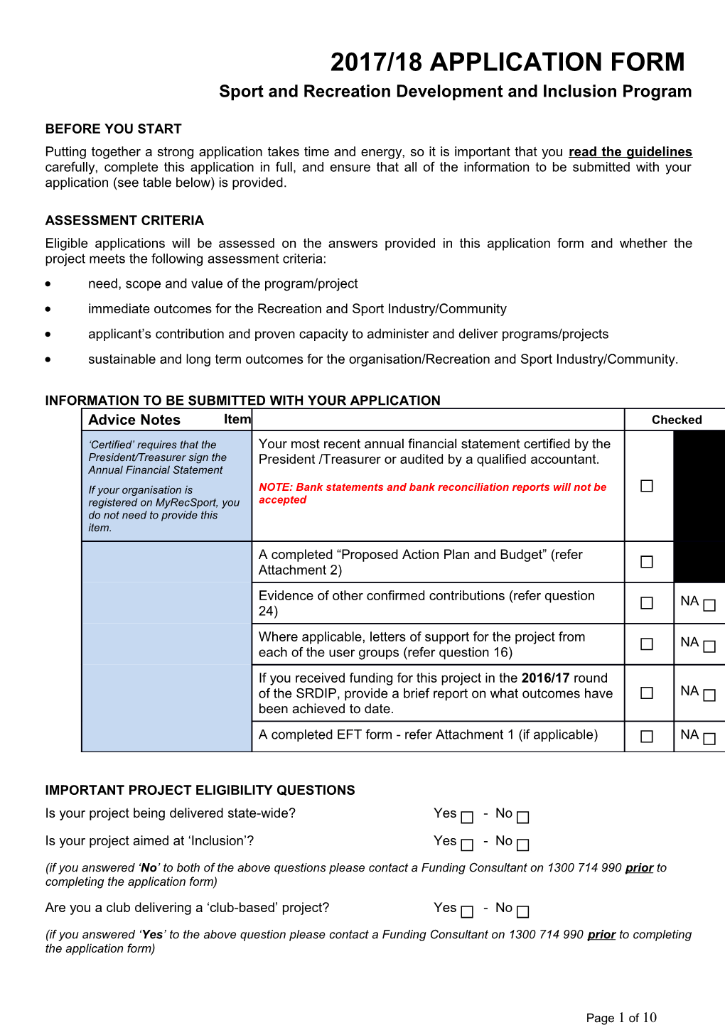 Sport and Recreation Development and Inclusion Program