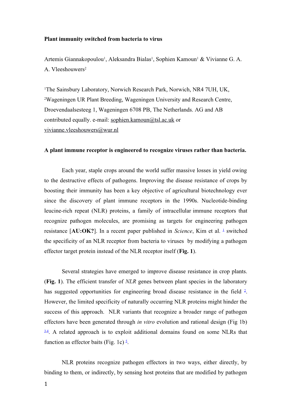 Plant Immunityswitched from Bacteria to Virus