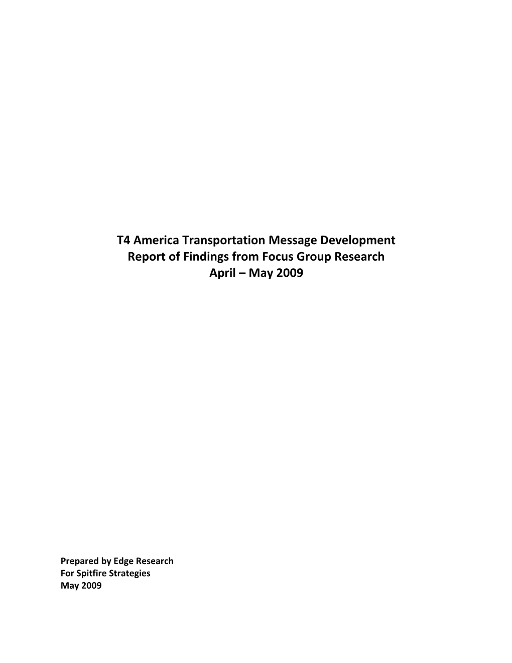 T4 America Transportation Message Development