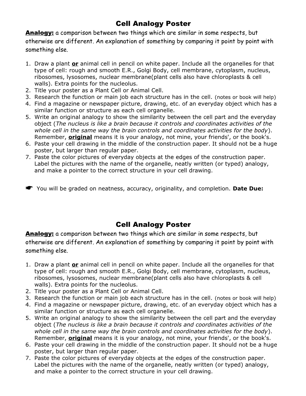 Cell Analogy Poster