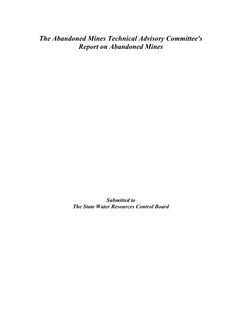 The Abandoned Mines Technical Advisory Committee's