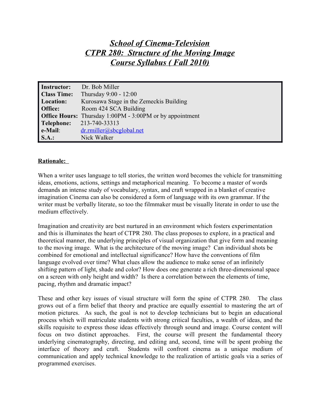 CTPR 280: Structure of the Moving Image