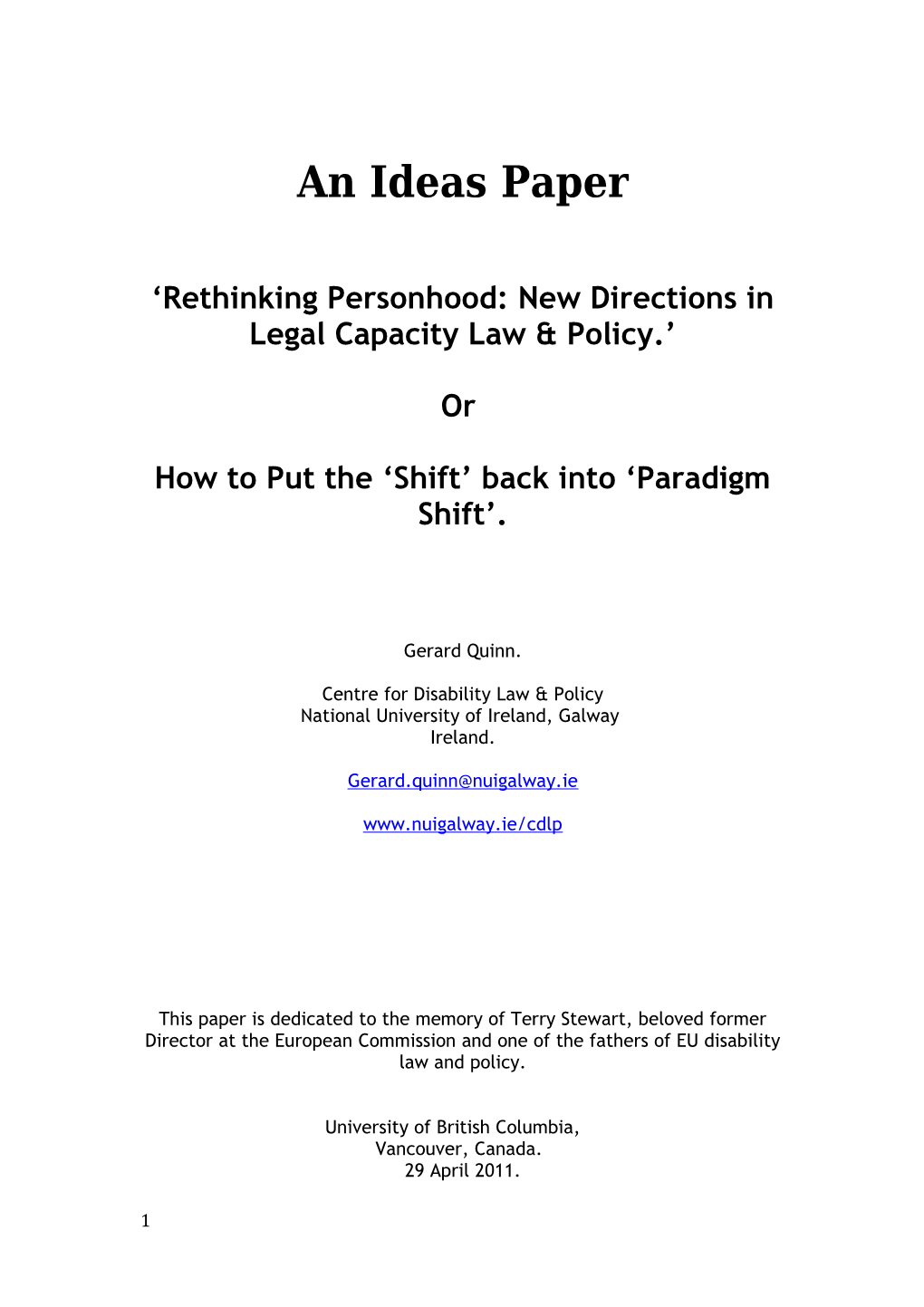 Rethinking Personhood: New Directions in Legal Capacity Law & Policy