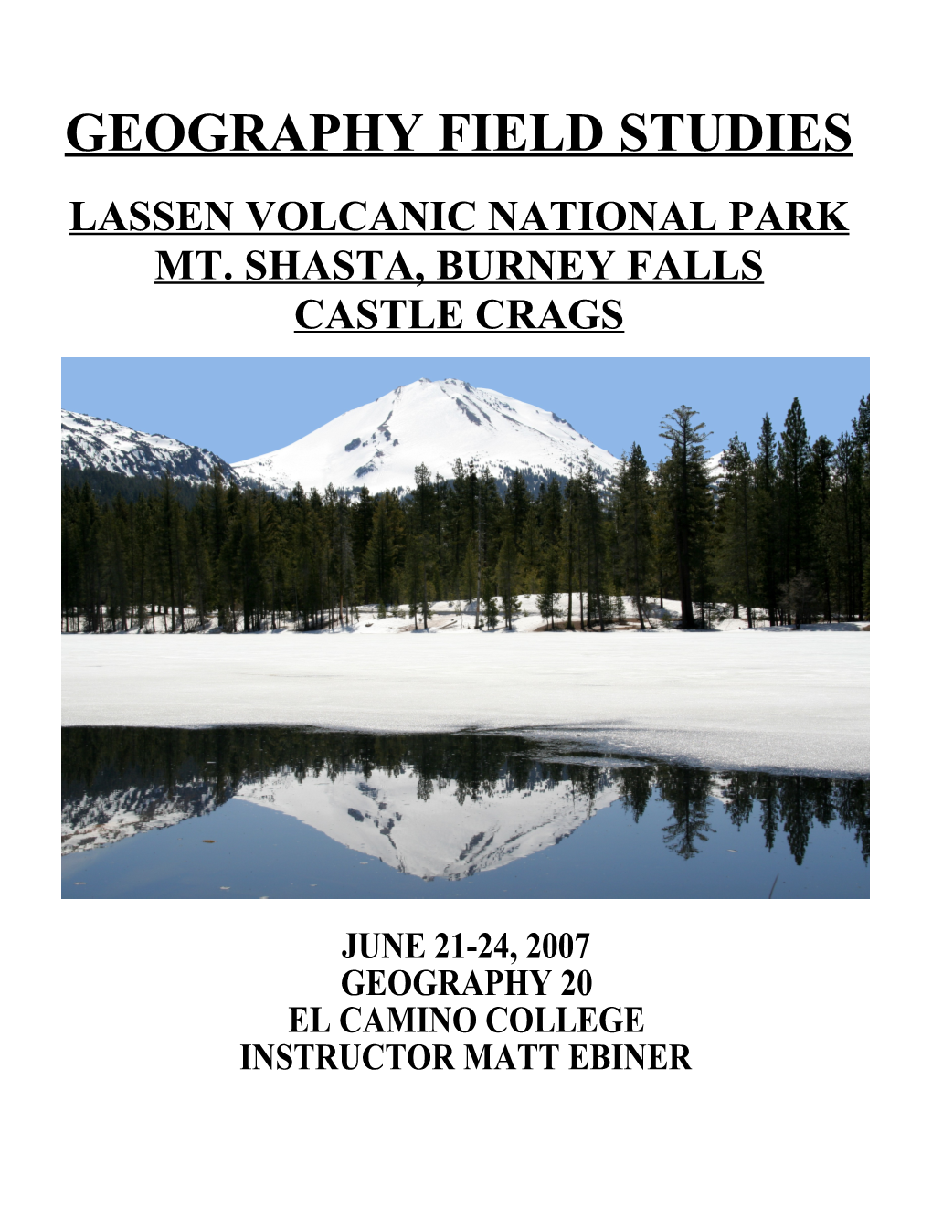 Lassen Field Trip Booklet 2007