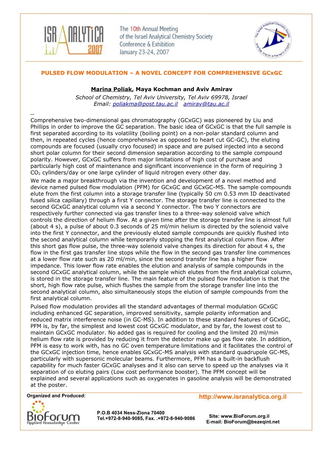 PULSED FLOW MODULATION a NOVEL CONCEPT for COMPREHENSIVE Gcxgc