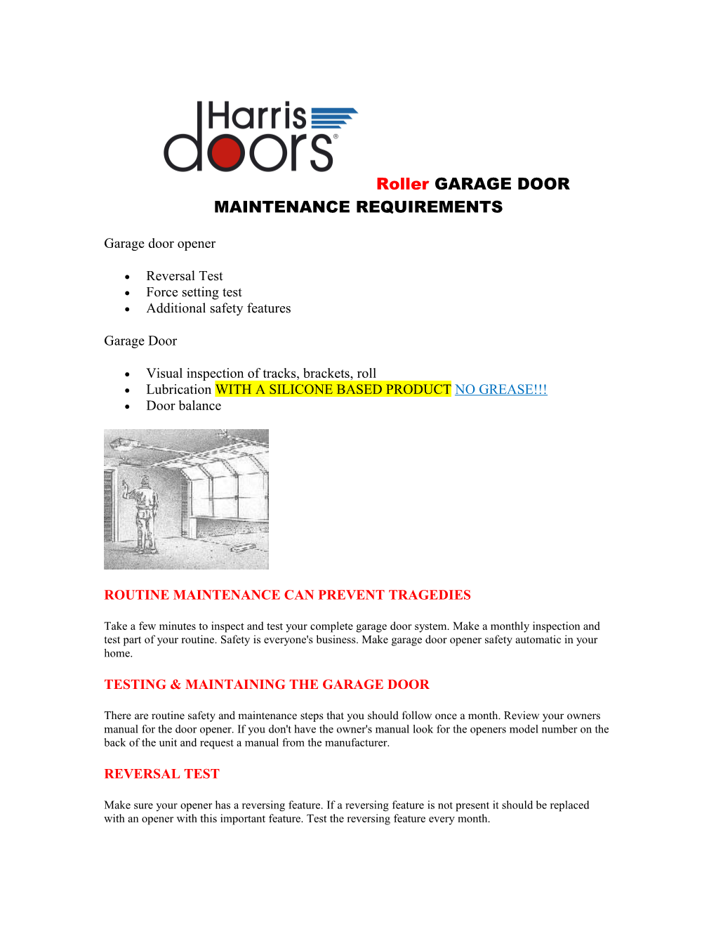 Garage Door Maintenance Requirements