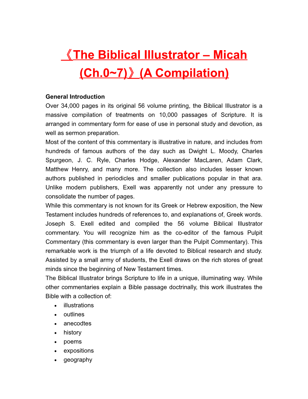 The Biblical Illustrator Micah (Ch.0 7) (A Compilation)