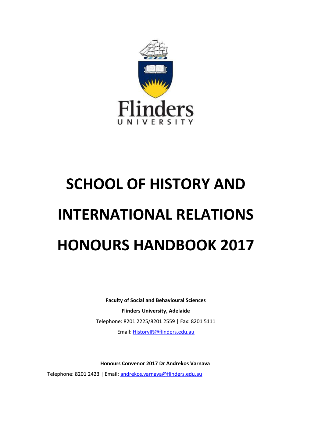 School of History and International Relations Honours Handbook 2017