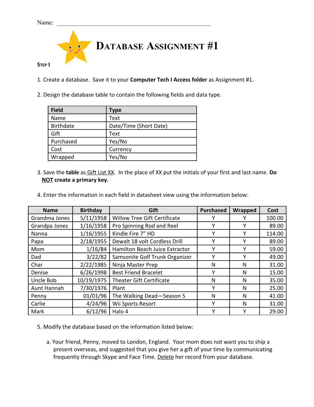 Database Assignment #1