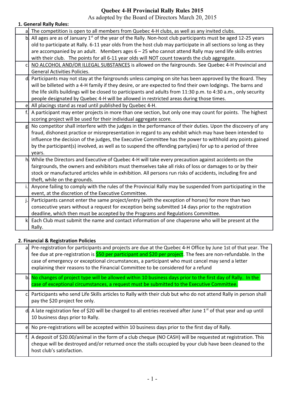 General Rally Rules