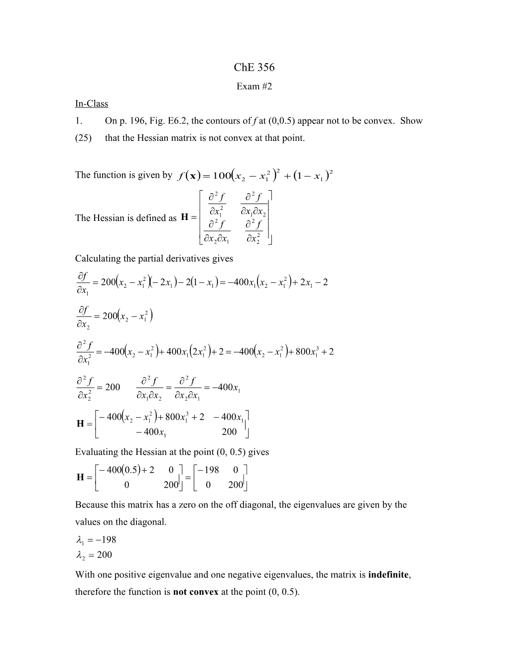 1.On P. 196, Fig. E6.2, the Contours of F at (0,0.5) Appear Not to Be Convex. Show