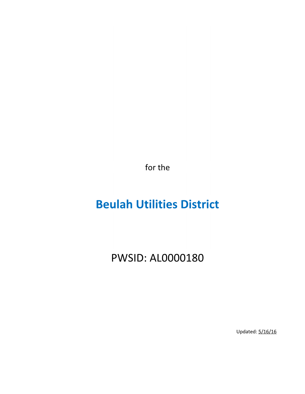 This Is the Lead and Copper Sampling Plan Used by the Beulah Utilities District. the Plan