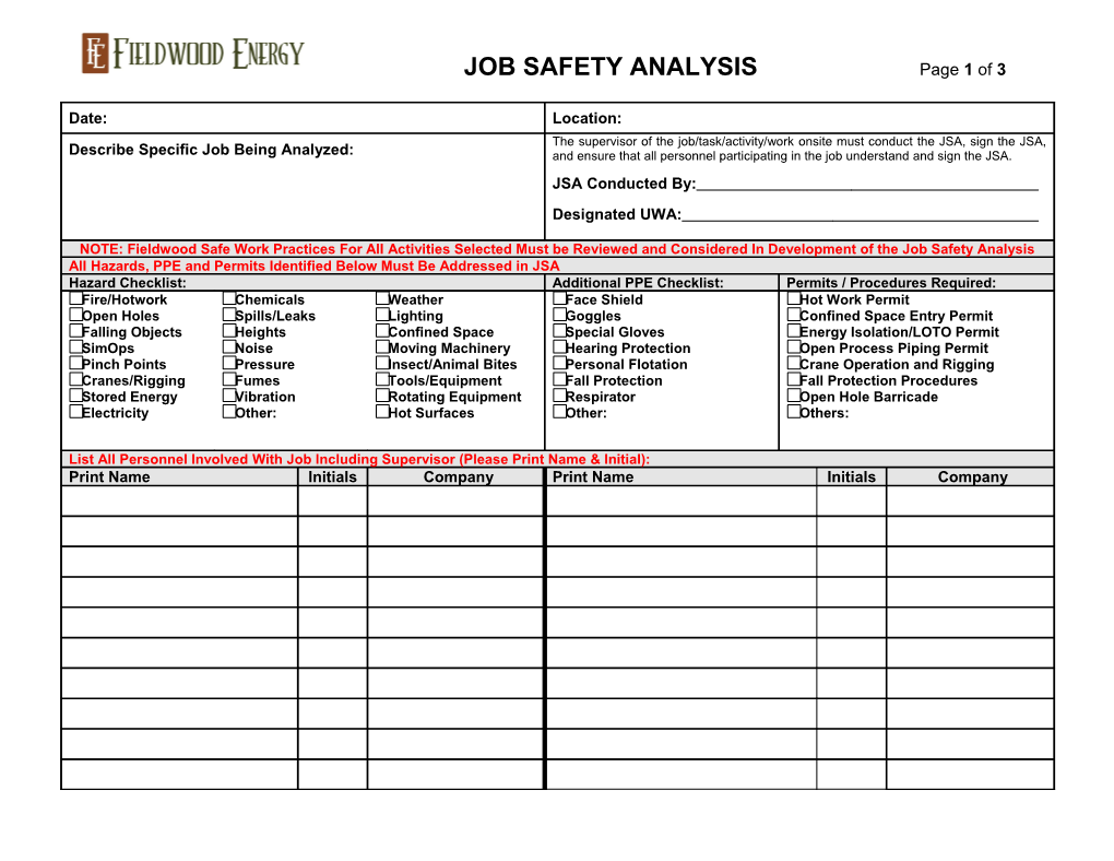 Potential Safety Or Environmental Hazards for Each Step