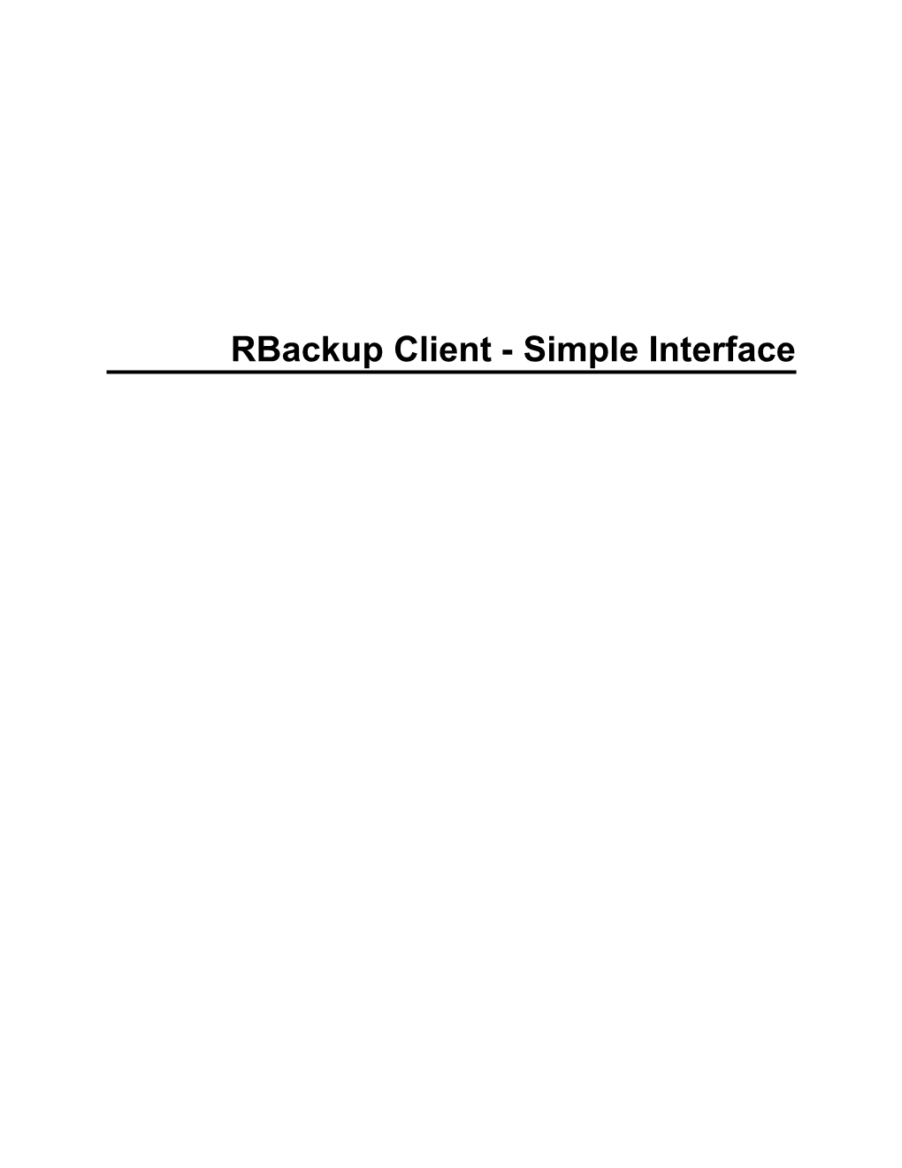Rbackup Client - Simple Interface