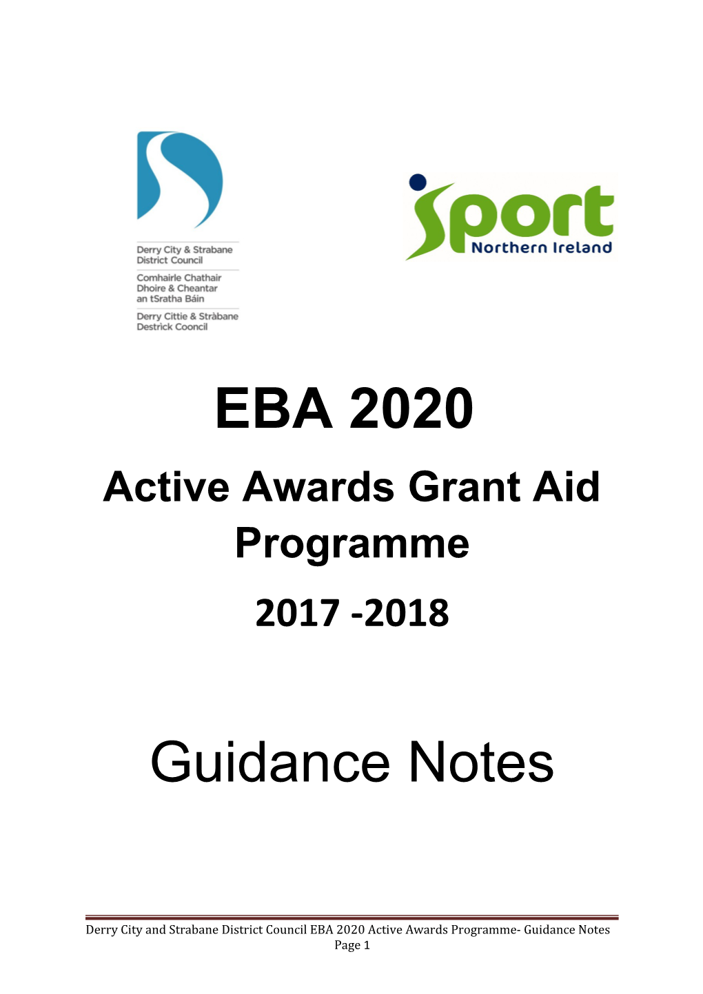 Active Awards Grant Aid Programme