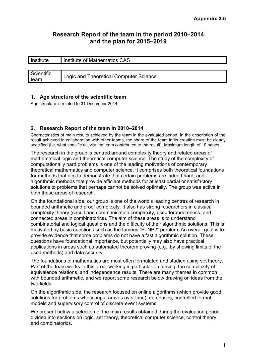 Research Reportof the Team in the Period2010 2014